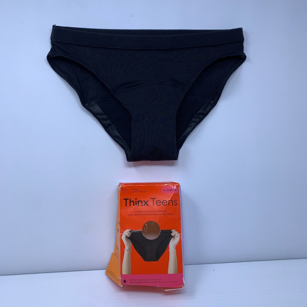 Thinx Teens 11/12 M Black Leakproof Period Bikini Underwear